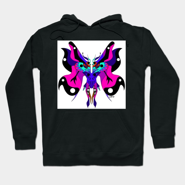 the mothman kaiju in skull armor ecopop art of the death Hoodie by jorge_lebeau